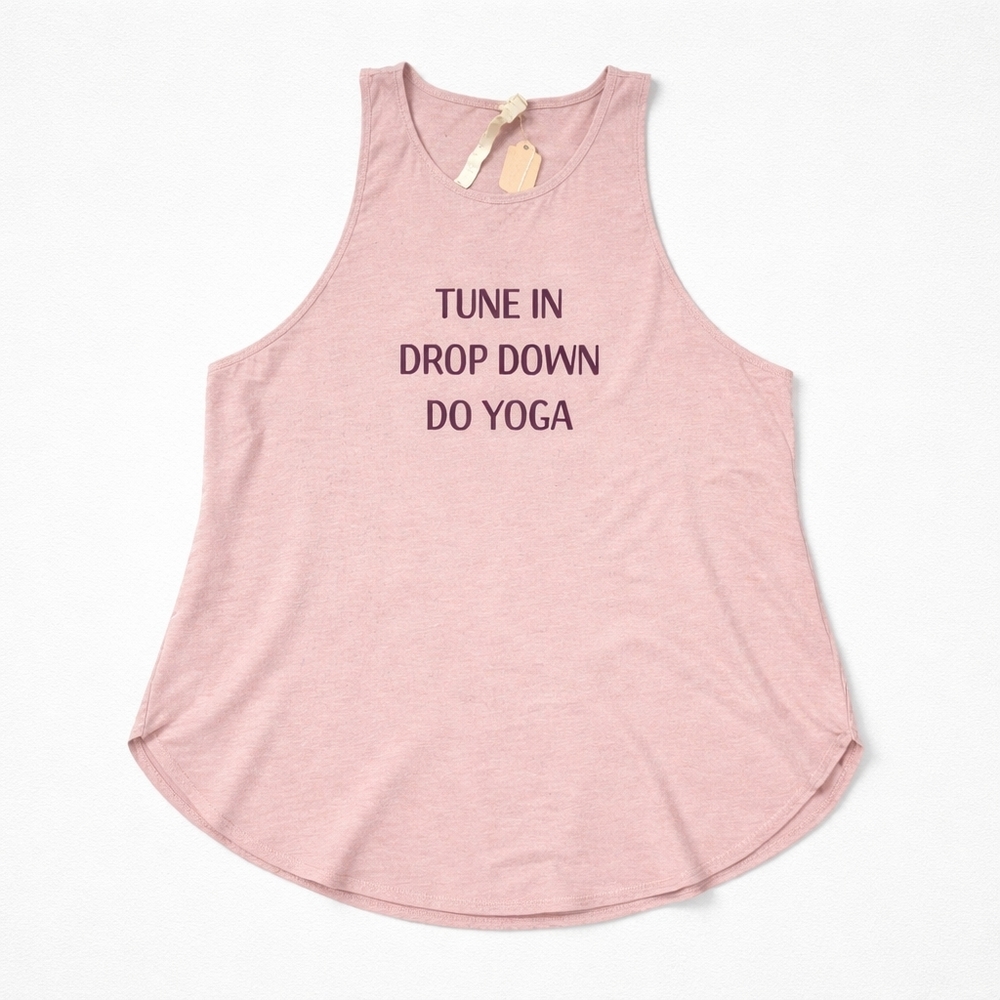 Women’s Pink Yoga Tank Top - Tune In Drop Down Do Yoga